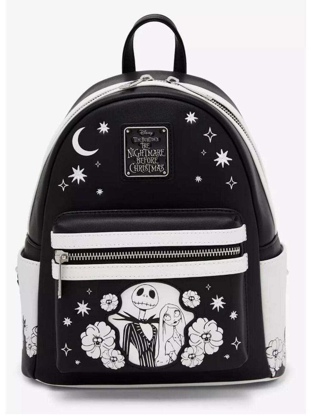 Loungefly Disney NBC Jack & Sally Floral GITD Mini Backpack